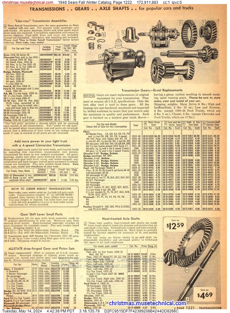 1948 Sears Fall Winter Catalog, Page 1222