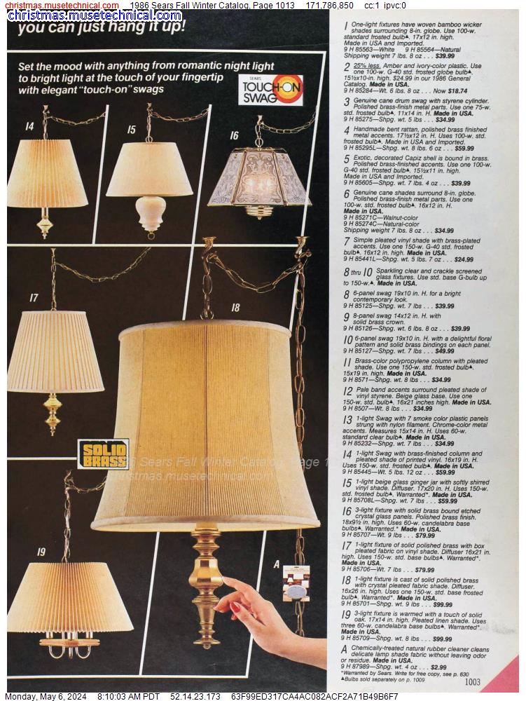 1986 Sears Fall Winter Catalog, Page 1013