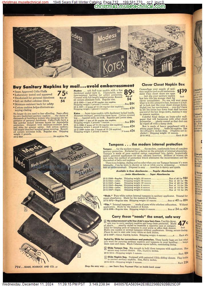 1946 Sears Fall Winter Catalog, Page 712