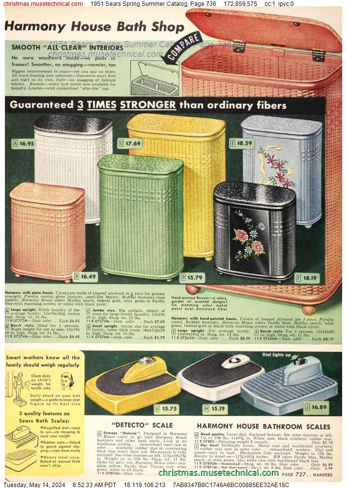 1951 Sears Spring Summer Catalog, Page 736