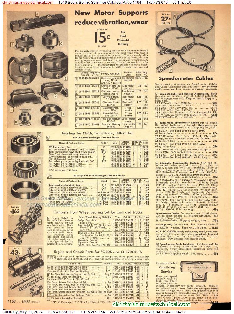 1946 Sears Spring Summer Catalog, Page 1194