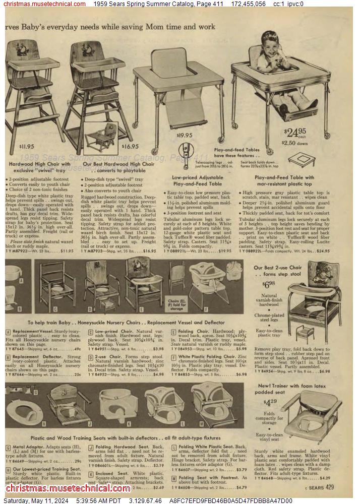 1959 Sears Spring Summer Catalog, Page 411