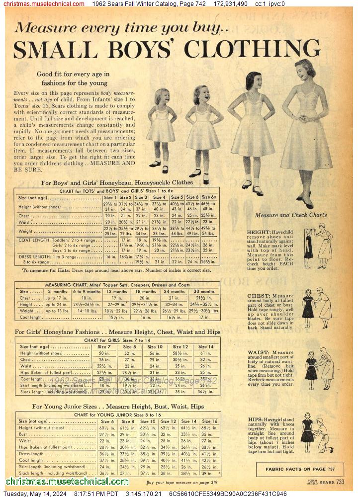 1962 Sears Fall Winter Catalog, Page 742