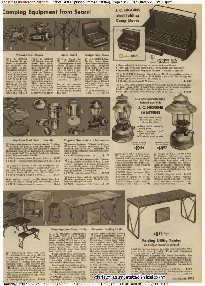 1959 Sears Spring Summer Catalog, Page 1017