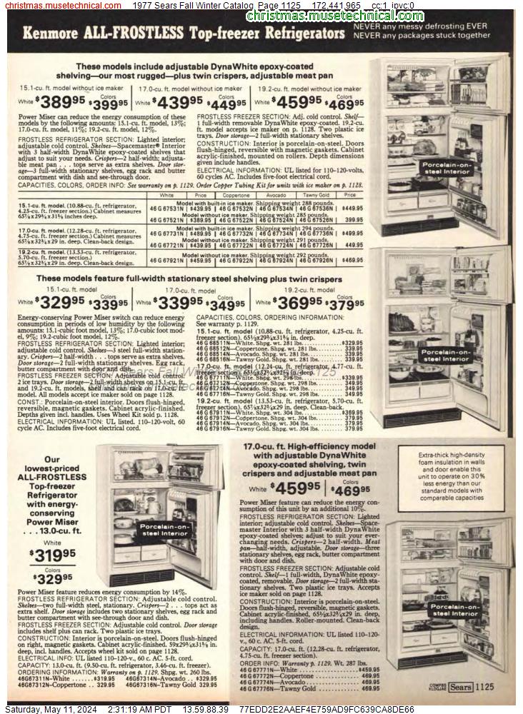 1977 Sears Fall Winter Catalog, Page 1125