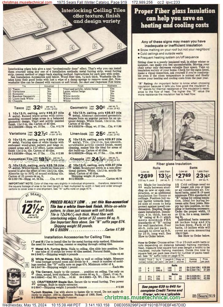 1975 Sears Fall Winter Catalog, Page 919