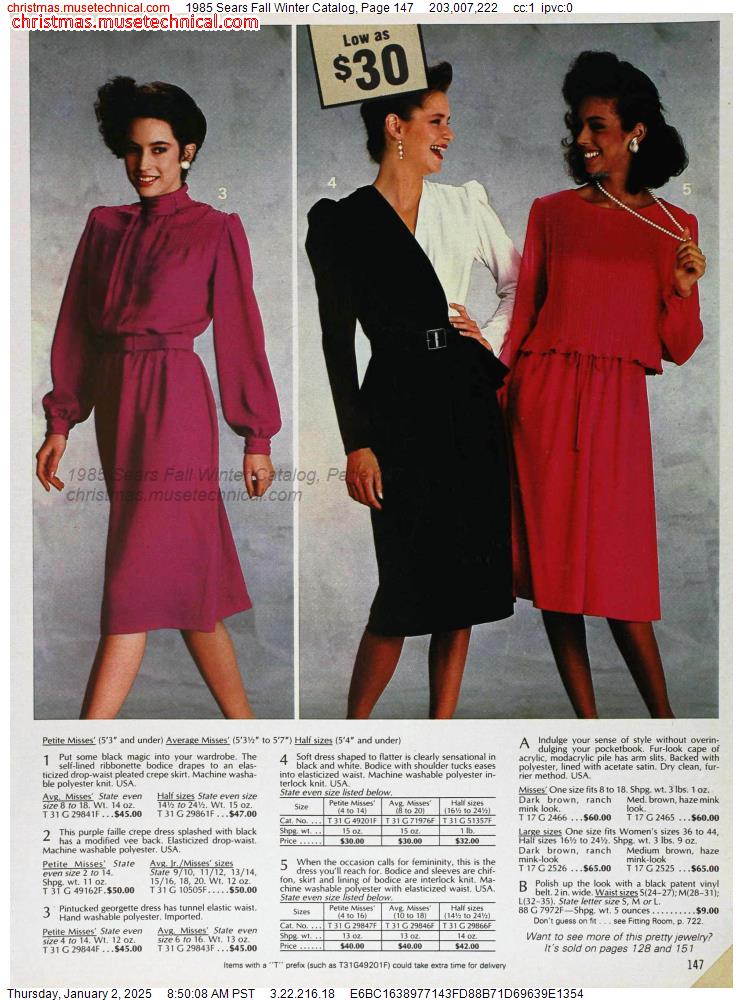 1985 Sears Fall Winter Catalog, Page 147