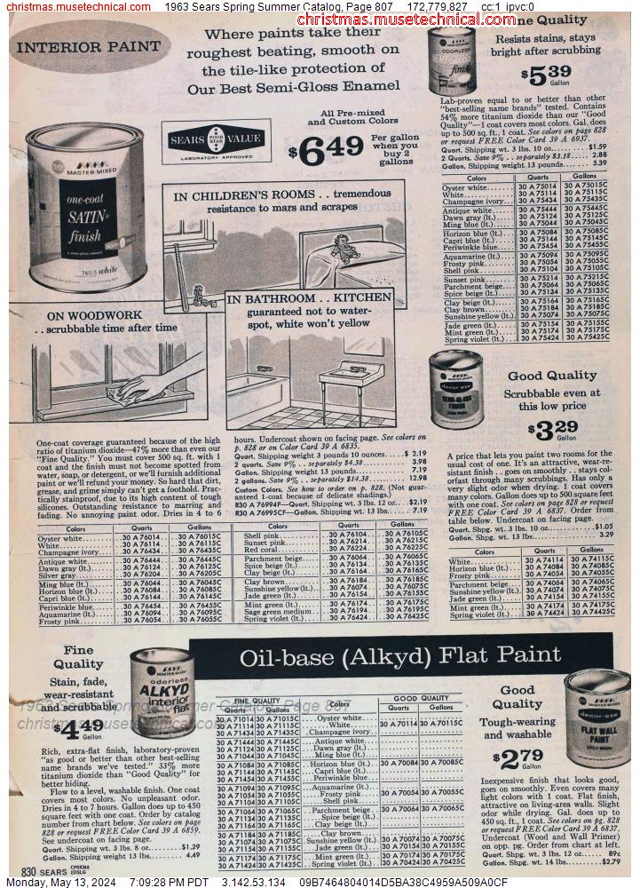 1963 Sears Spring Summer Catalog, Page 807