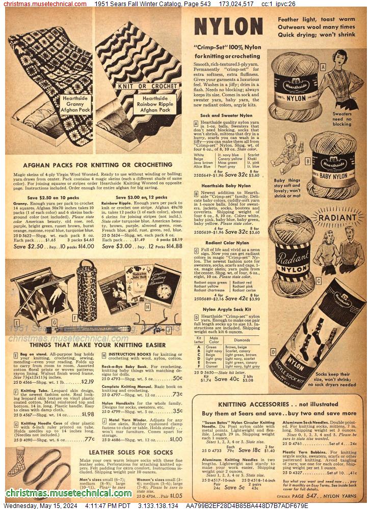1951 Sears Fall Winter Catalog, Page 543