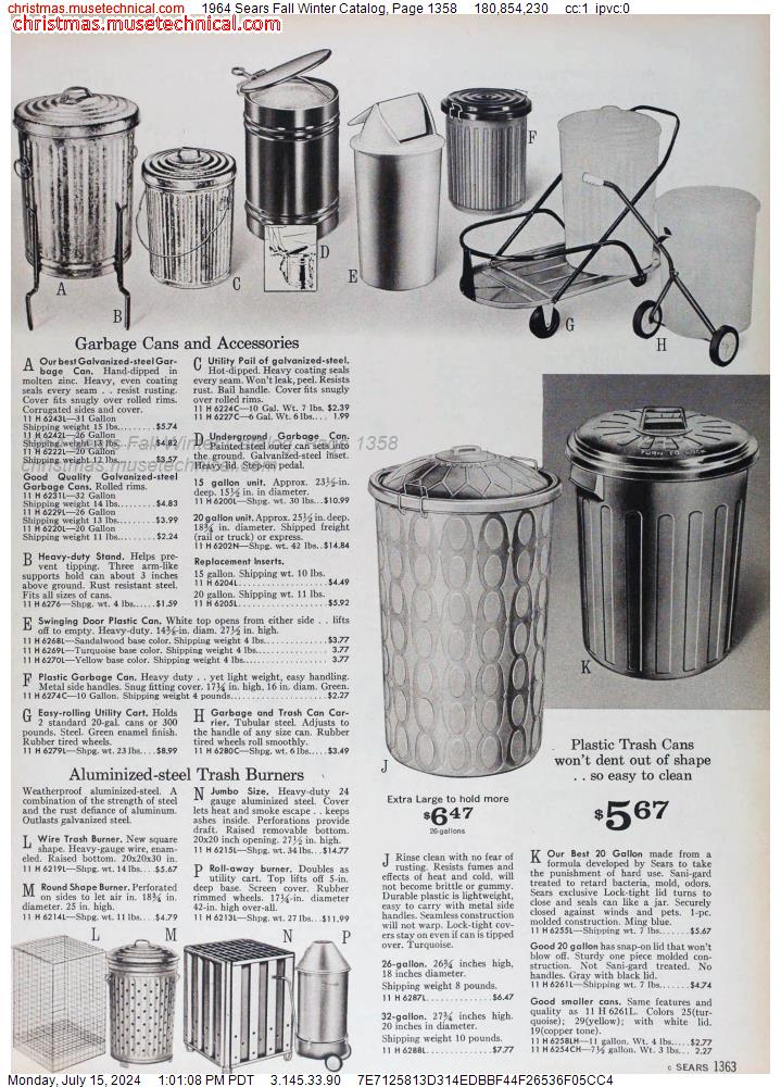 1964 Sears Fall Winter Catalog, Page 1358