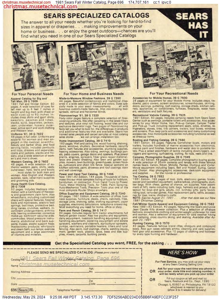 1981 Sears Fall Winter Catalog, Page 696