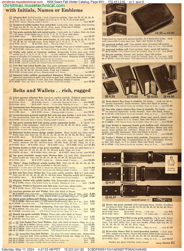 1958 Sears Fall Winter Catalog, Page 651