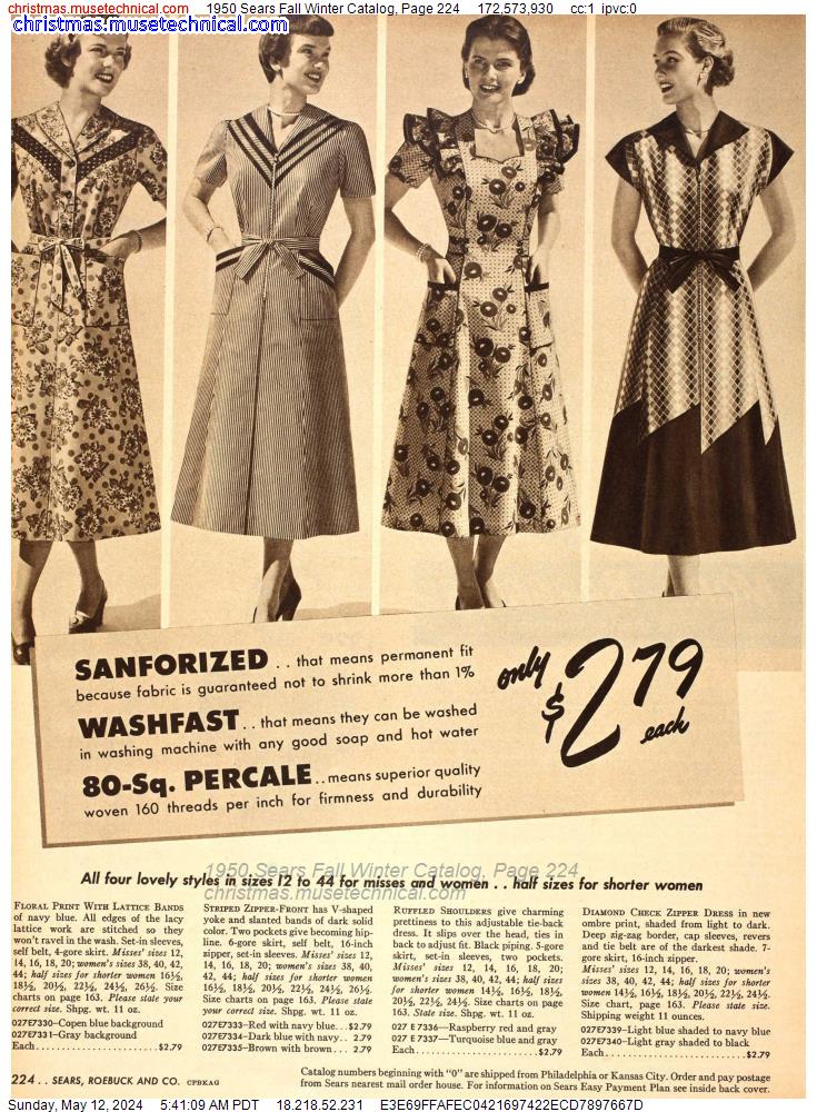 1950 Sears Fall Winter Catalog, Page 224
