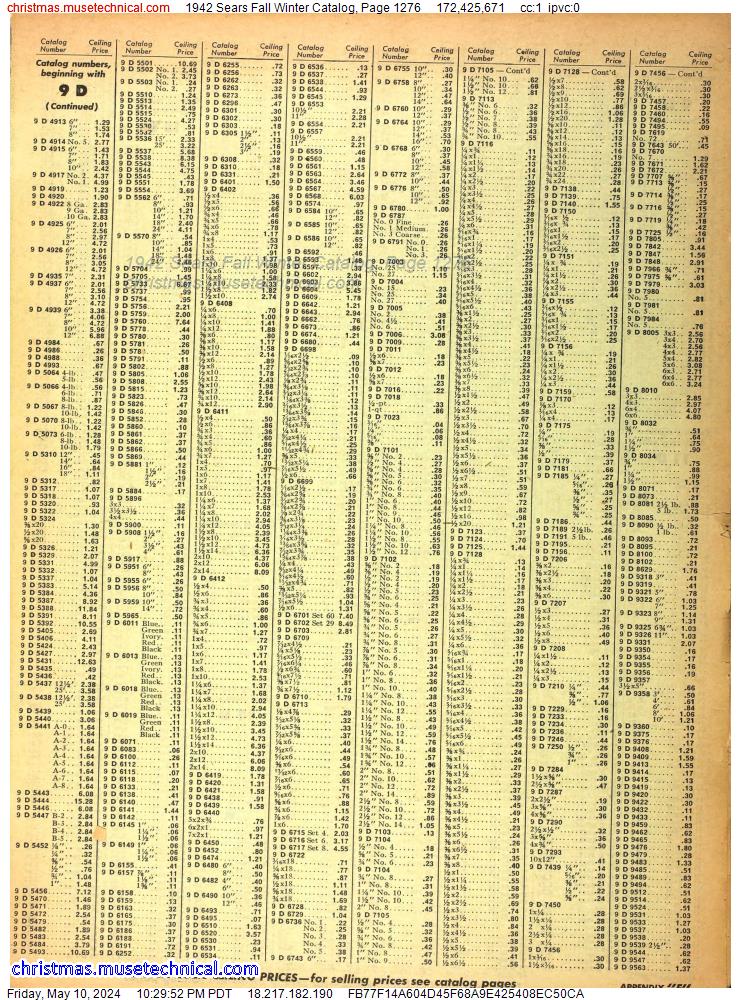 1942 Sears Fall Winter Catalog, Page 1276