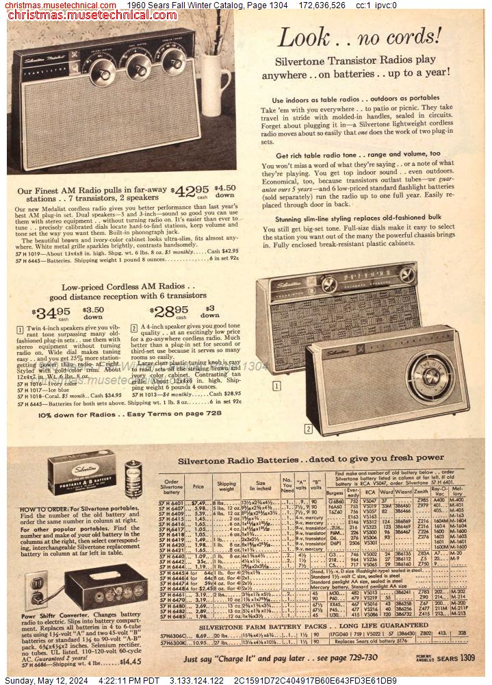 1960 Sears Fall Winter Catalog, Page 1304