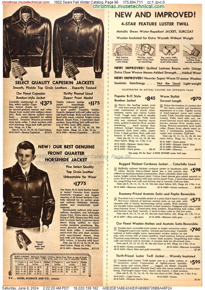 1952 Sears Fall Winter Catalog, Page 96