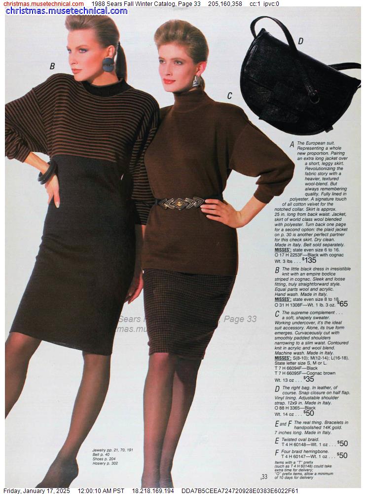 1988 Sears Fall Winter Catalog Page 33 Catalogs And Wishbooks 0734