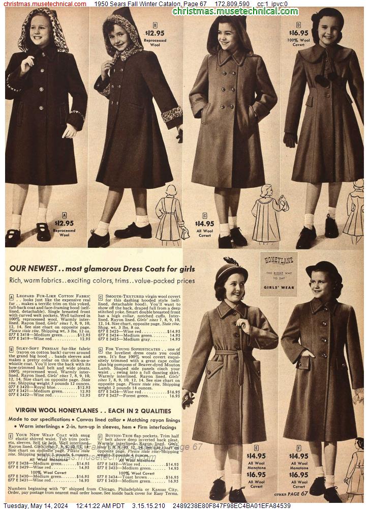 1950 Sears Fall Winter Catalog, Page 67