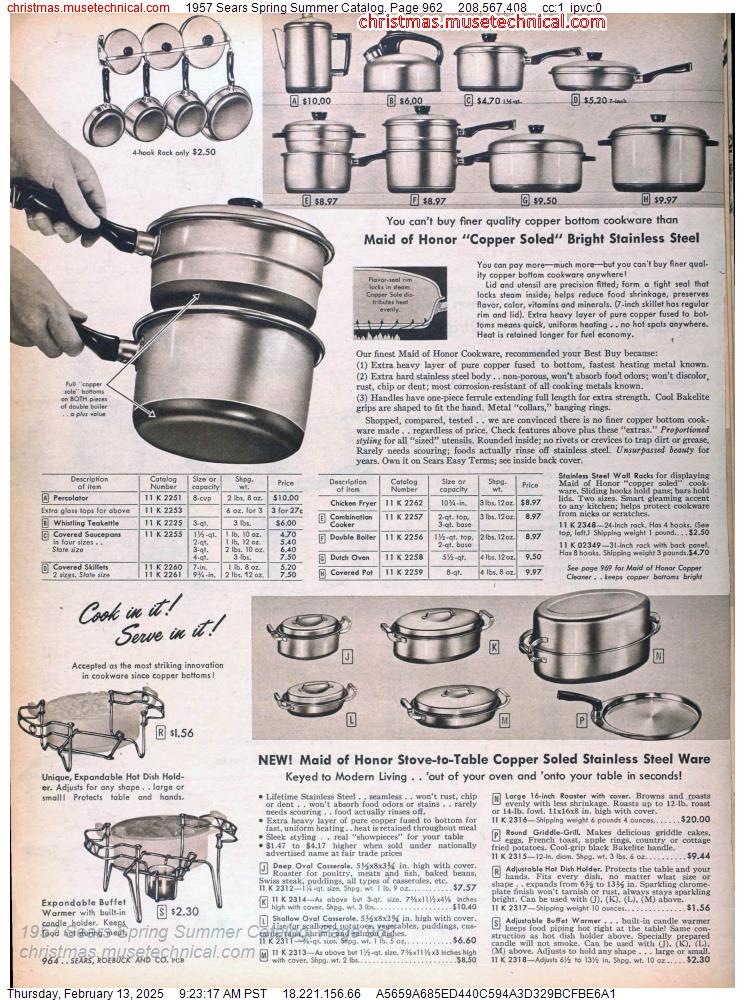 1957 Sears Spring Summer Catalog, Page 962