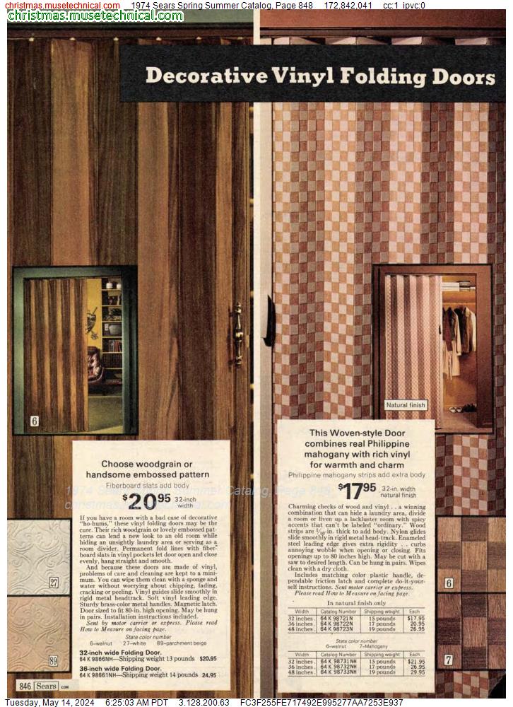 1974 Sears Spring Summer Catalog, Page 848