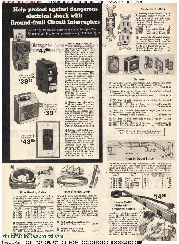 1974 Sears Fall Winter Catalog, Page 1018