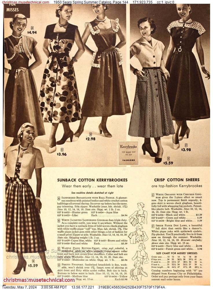 1950 Sears Spring Summer Catalog, Page 144