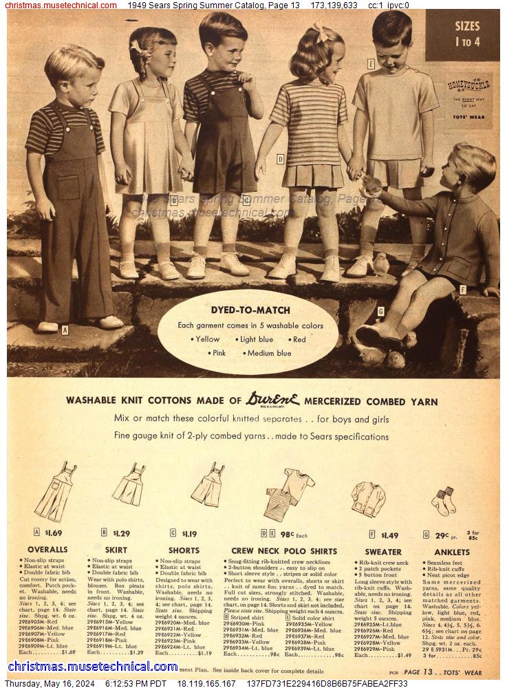 1949 Sears Spring Summer Catalog, Page 13