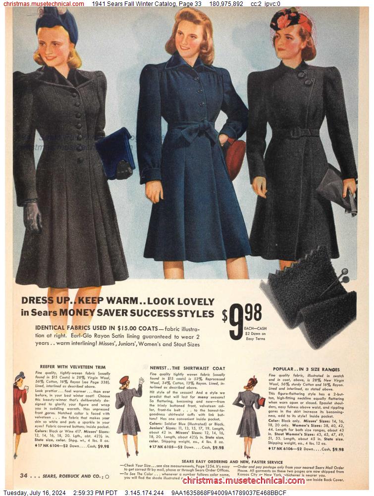 1941 Sears Fall Winter Catalog, Page 33