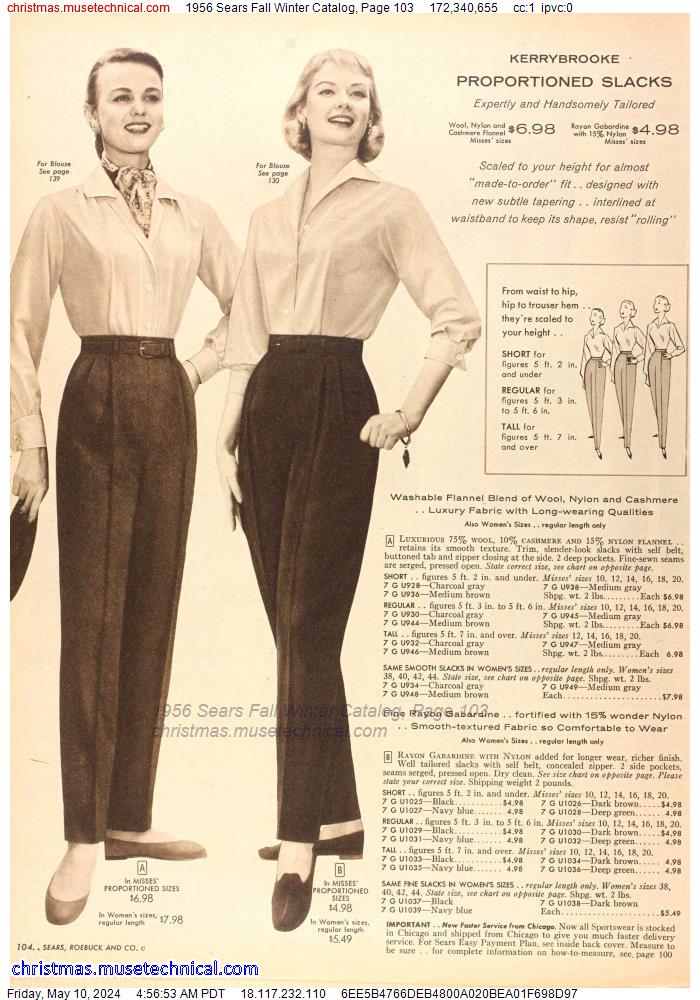 1956 Sears Fall Winter Catalog, Page 103