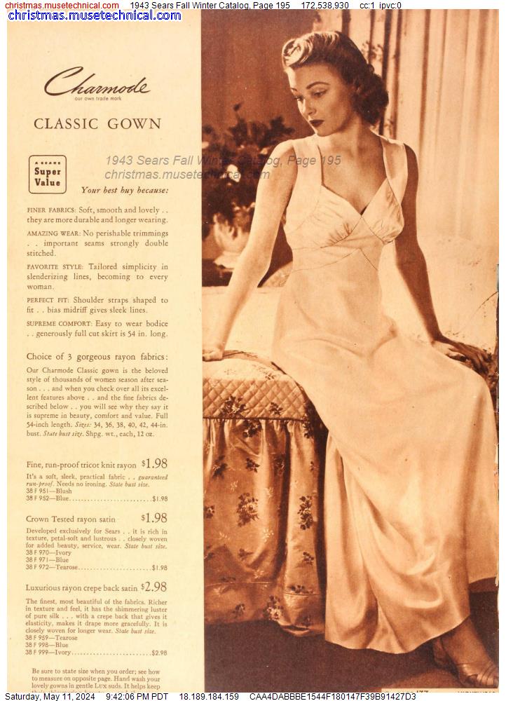 1943 Sears Fall Winter Catalog, Page 195