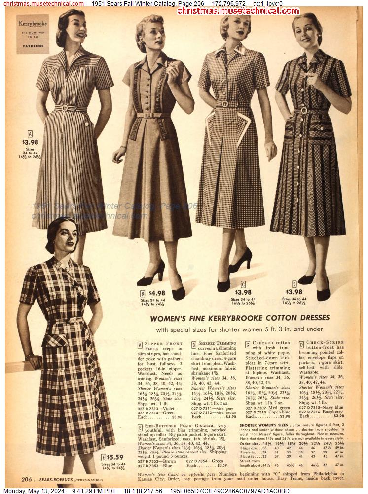 1951 Sears Fall Winter Catalog, Page 206