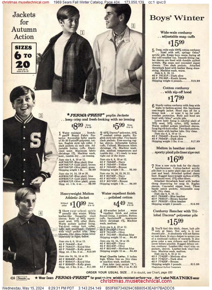 1969 Sears Fall Winter Catalog, Page 404