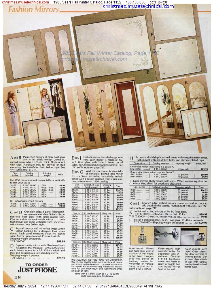 1985 Sears Fall Winter Catalog, Page 1152