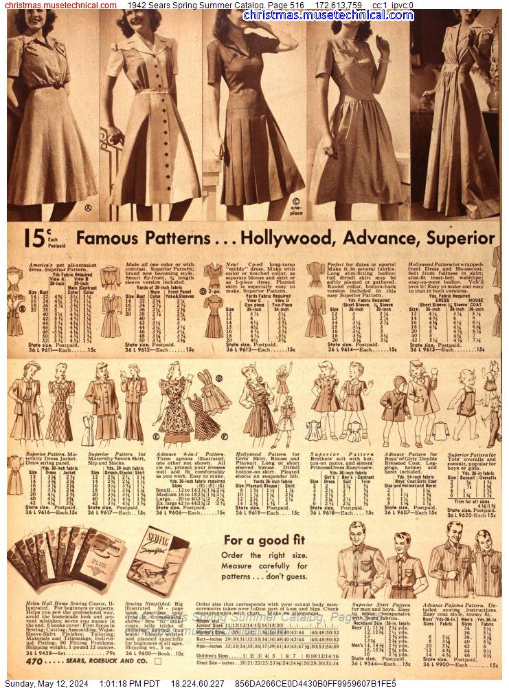 1942 Sears Spring Summer Catalog, Page 516
