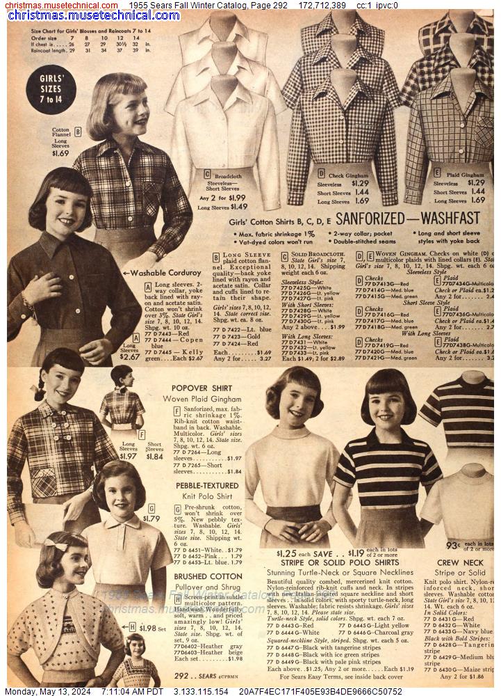 1955 Sears Fall Winter Catalog, Page 292