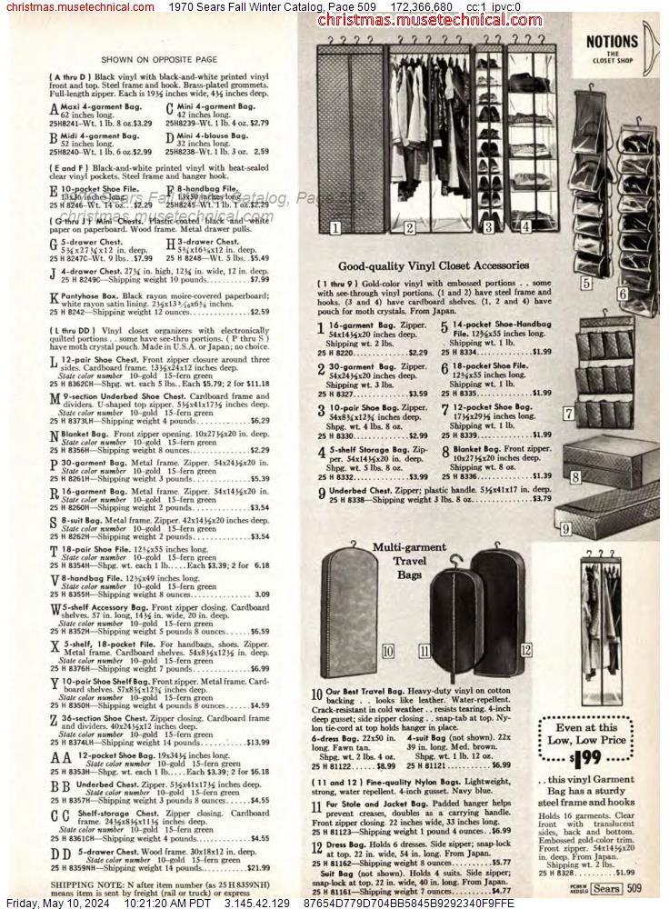 1970 Sears Fall Winter Catalog, Page 509