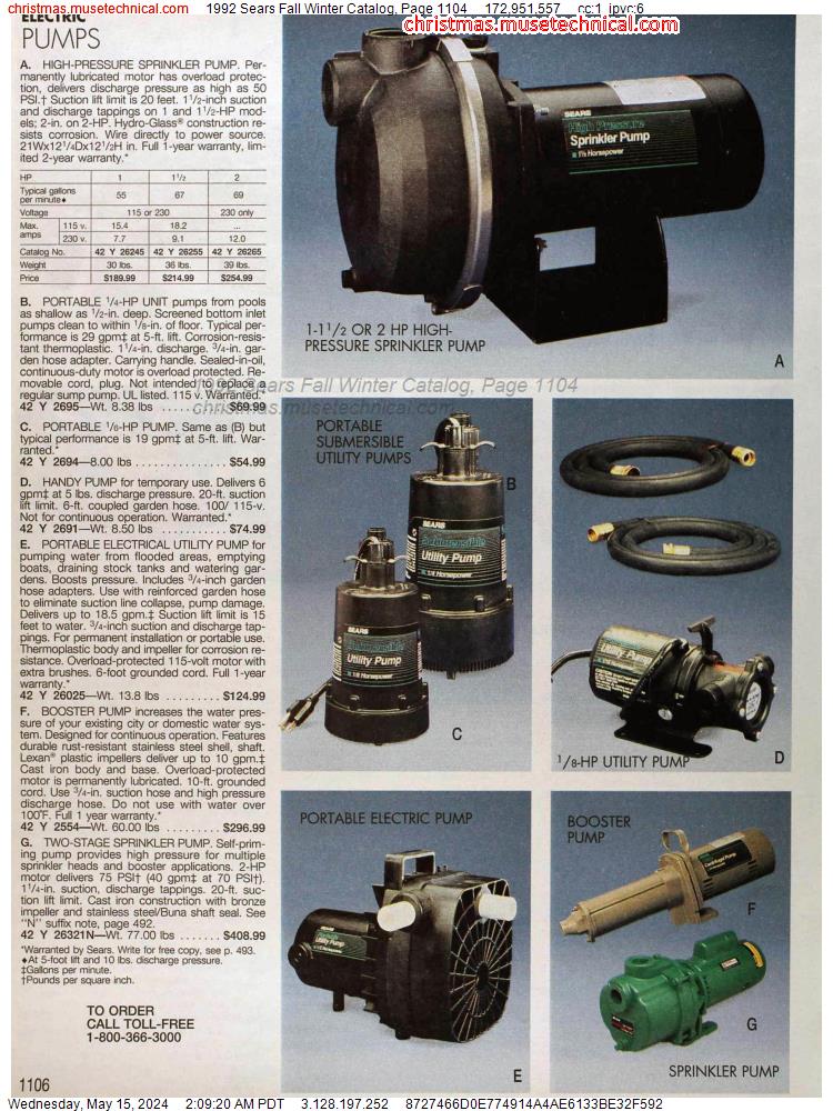 1992 Sears Fall Winter Catalog, Page 1104
