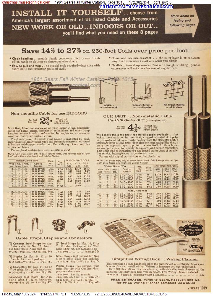 1961 Sears Fall Winter Catalog, Page 1015