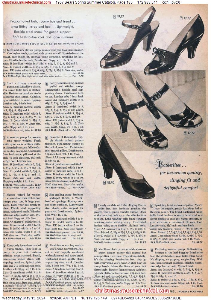 1957 Sears Spring Summer Catalog, Page 185