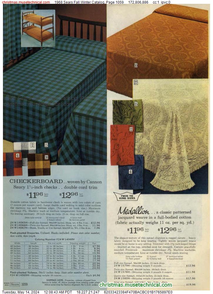 1968 Sears Fall Winter Catalog, Page 1059