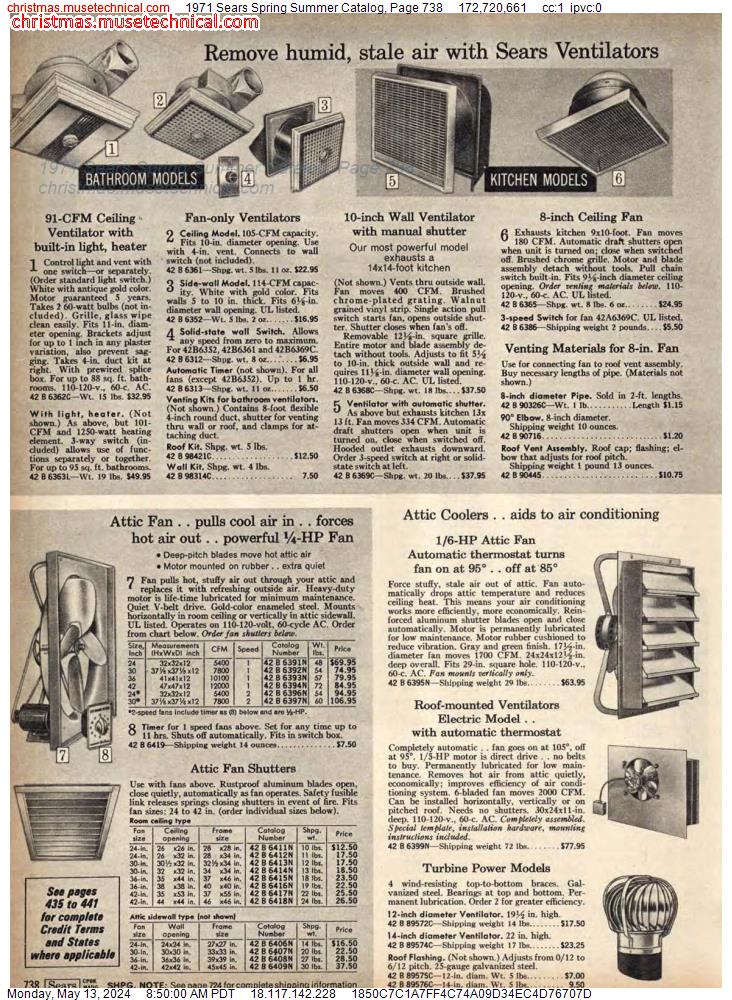 1971 Sears Spring Summer Catalog, Page 738