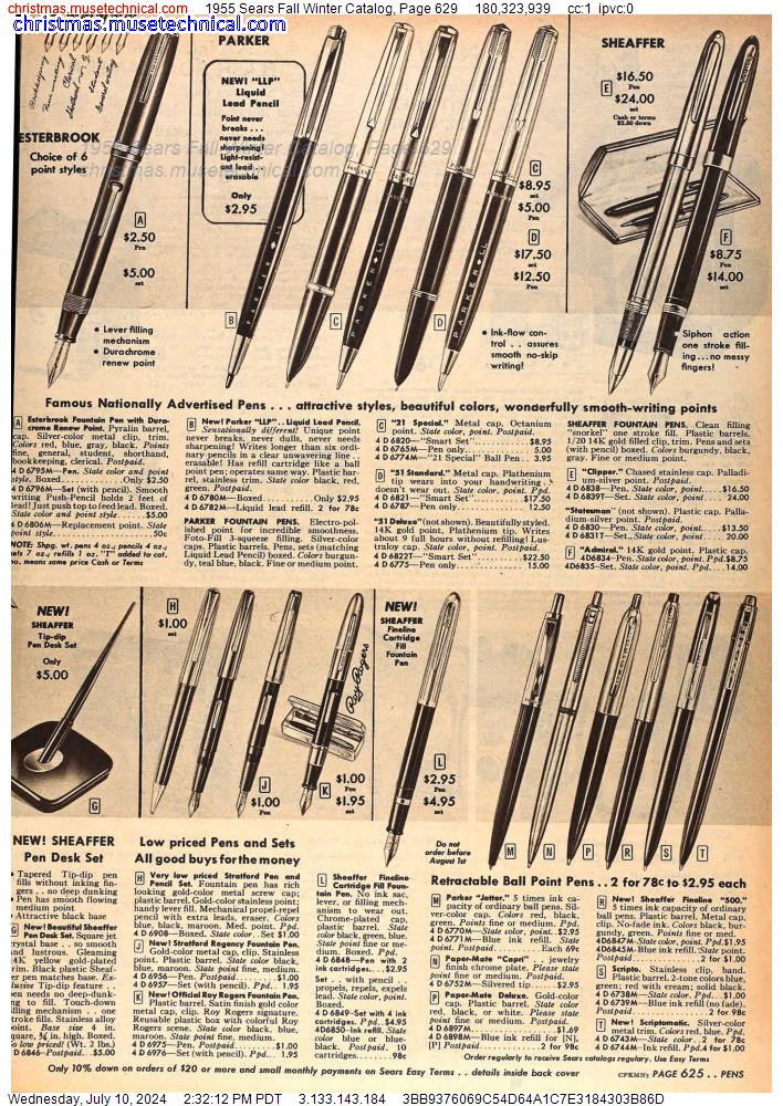 1955 Sears Fall Winter Catalog, Page 629