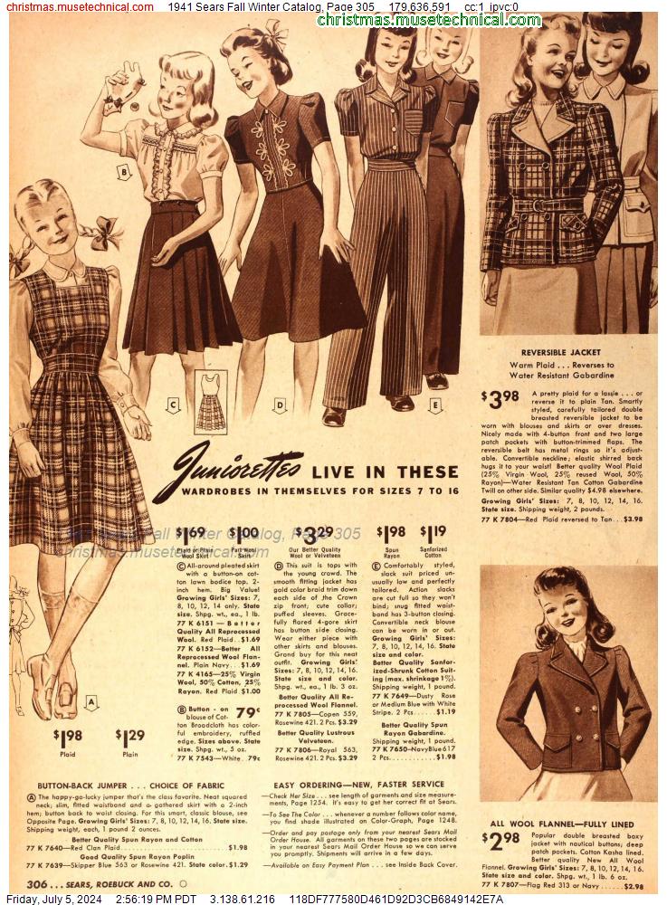 1941 Sears Fall Winter Catalog, Page 305