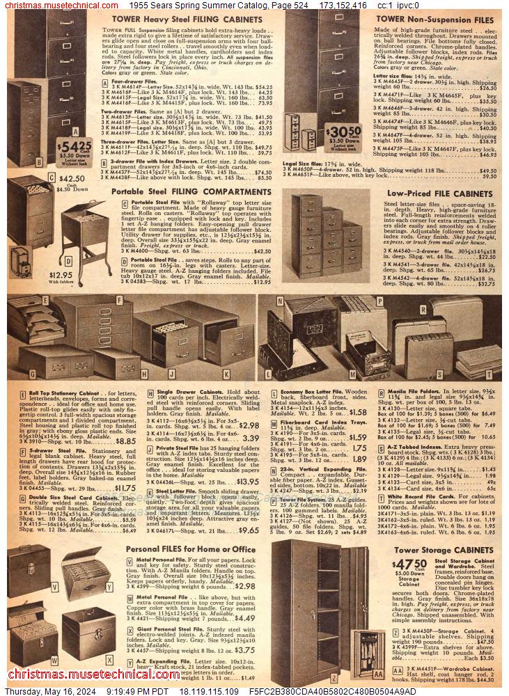 1955 Sears Spring Summer Catalog, Page 524