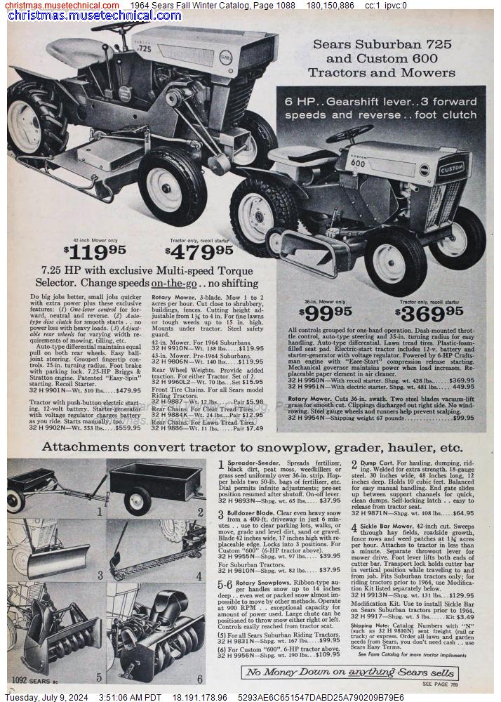 1964 Sears Fall Winter Catalog, Page 1088