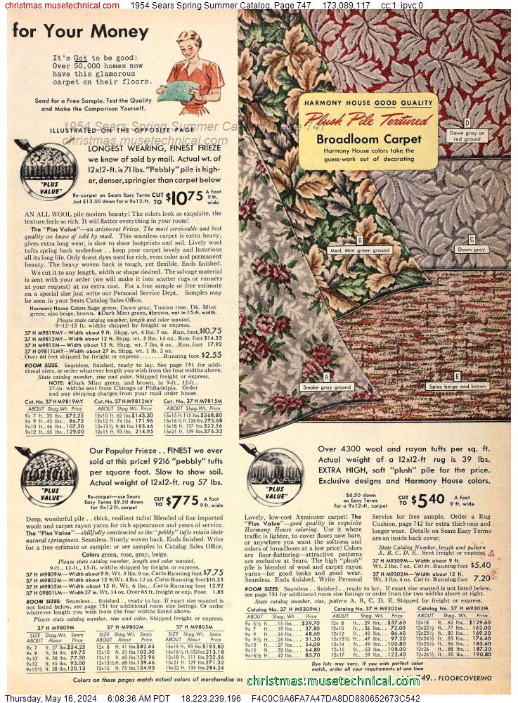 1954 Sears Spring Summer Catalog, Page 747