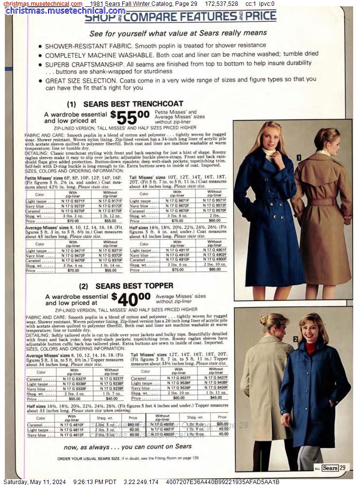 1981 Sears Fall Winter Catalog, Page 29