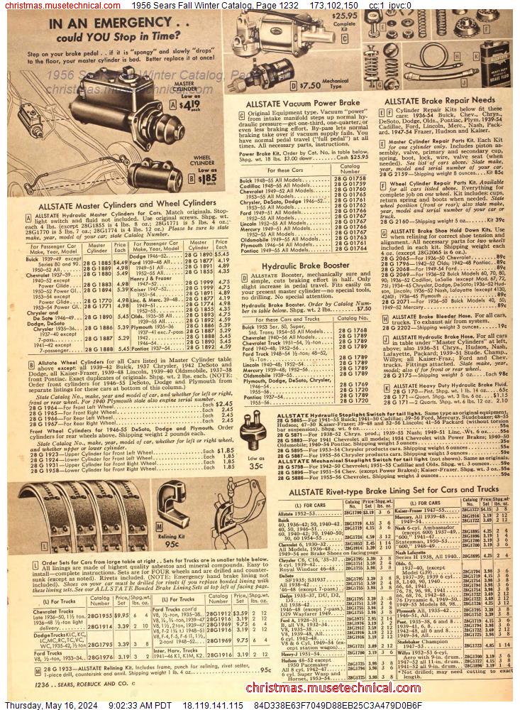 1956 Sears Fall Winter Catalog, Page 1232