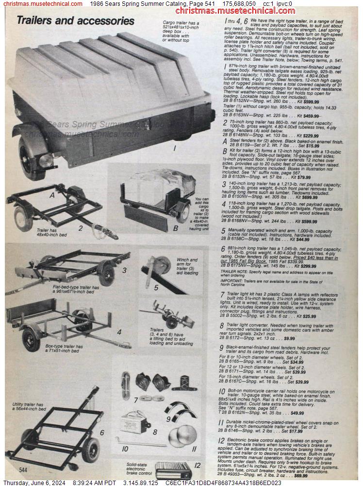 1986 Sears Spring Summer Catalog, Page 541