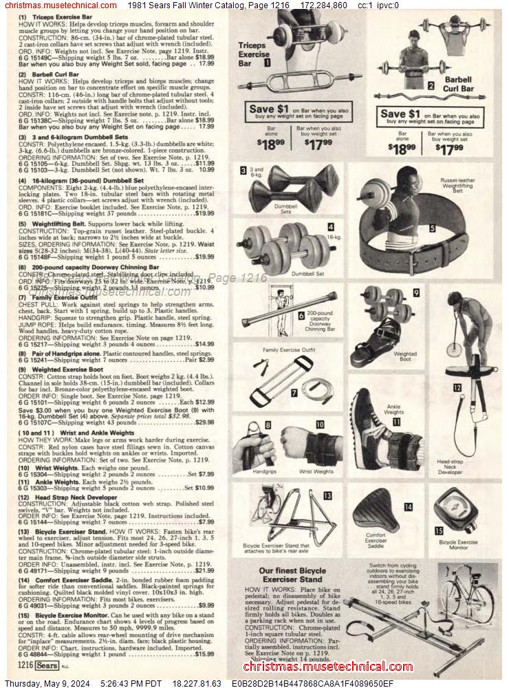 1981 Sears Fall Winter Catalog, Page 1216